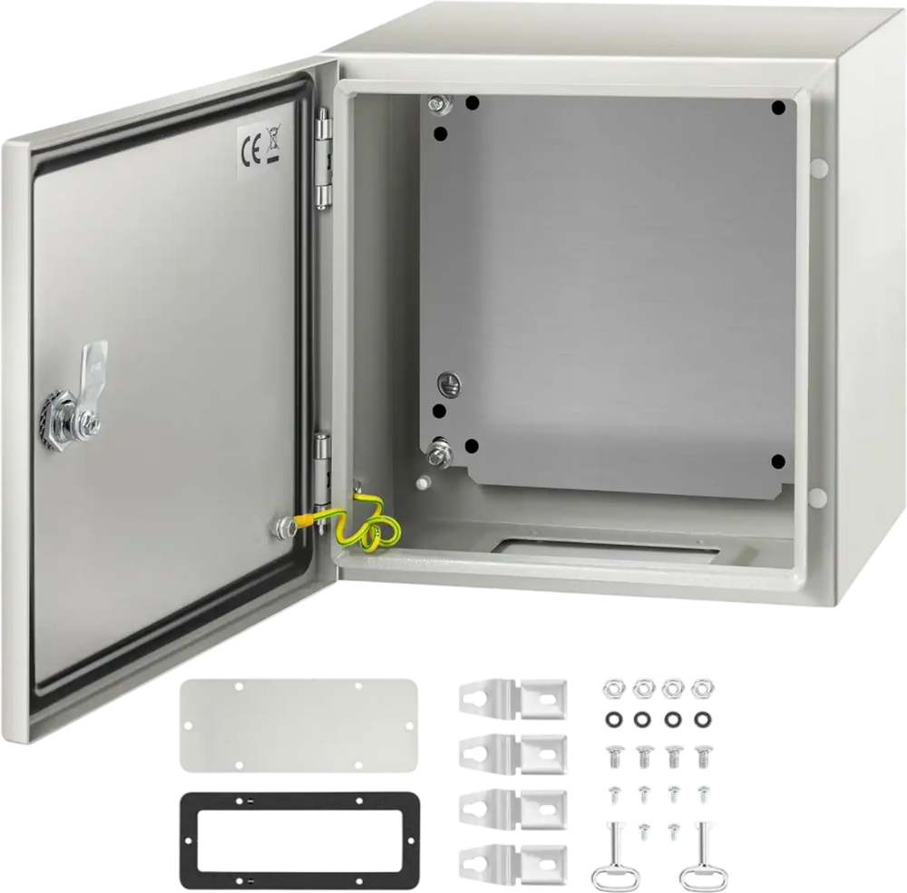 VEVOR NEMA Steel Enclosure, 12 x 12 x 8\'\' NEMA 4X Steel Electrical Box, IP66 Waterproof & Dustproof, Outdoor/Indoor Electrical Junction Box, with Mounting Plate