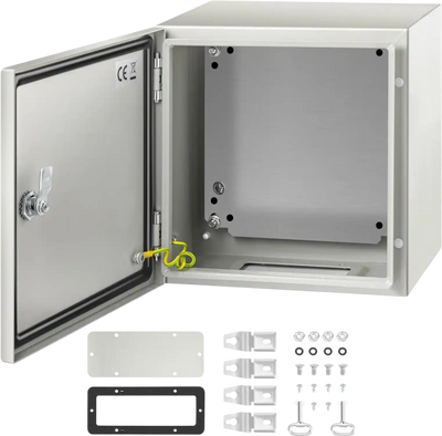VEVOR NEMA Steel Enclosure, 12 x 12 x 8\'\' NEMA 4X Steel Electrical Box, IP66 Waterproof & Dustproof, Outdoor/Indoor Electrical Junction Box, with Mounting Plate