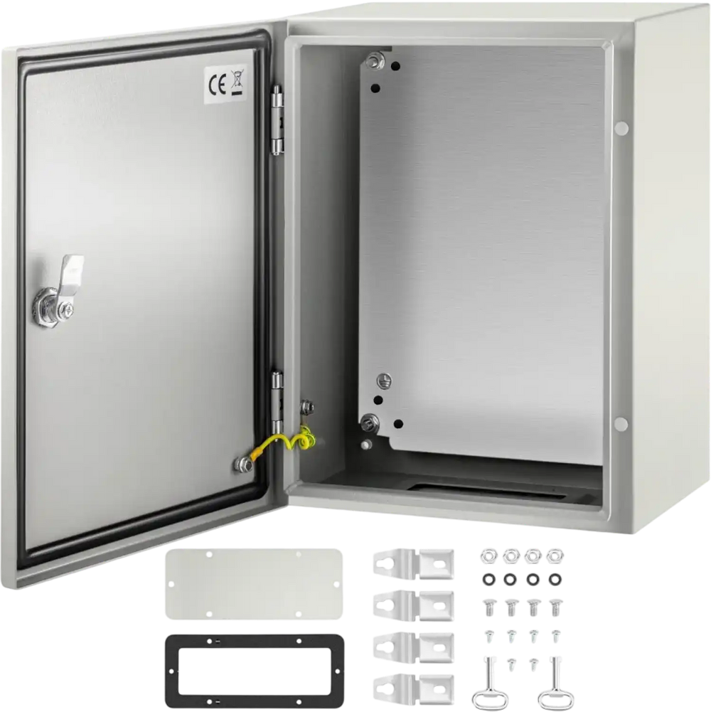 VEVOR NEMA Steel Case, Dimensions 16x12x8 inches, NEMA 4X Steel Electric Enclosure, IP66 Rated for Water and Dust Resistance, Suitable for Both Outdoor and Indoor Use, Includes Mounting Plate