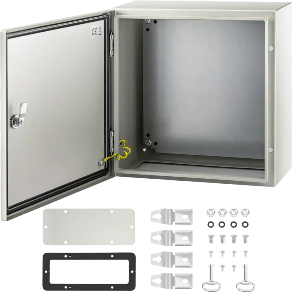 VEVOR NEMA Steel Enclosure, 16 x 16 x 8\'\' NEMA 4X Steel Electrical Box, IP66 Waterproof & Dustproof, Outdoor/Indoor Electrical Junction Box, with Mounting Plate