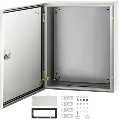 VEVOR NEMA Steel Case, 20x16x6'' NEMA 4X Metal Electric Enclosure, IP66 Water & Dust Resistant, Suitable for Both Outdoor/Indoor Use, Includes Mounting Plate