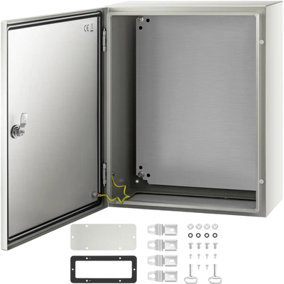 VEVOR NEMA Steel Case, 20x16x8'' NEMA 4X Metal Electric Enclosure, IP66 Water & Dust Resistant, Suitable for Both Outdoor & Indoor Use, Includes Mounting Plate