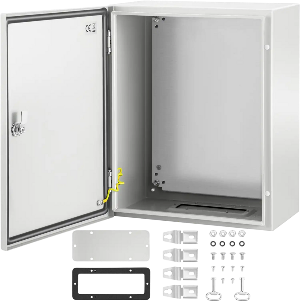 VEVOR NEMA Steel Enclosure, 20 x 16 x 10\'\' NEMA 4X Steel Electrical Box, IP66 Waterproof & Dustproof, Outdoor/Indoor Electrical Junction Box, with Mounting Plate