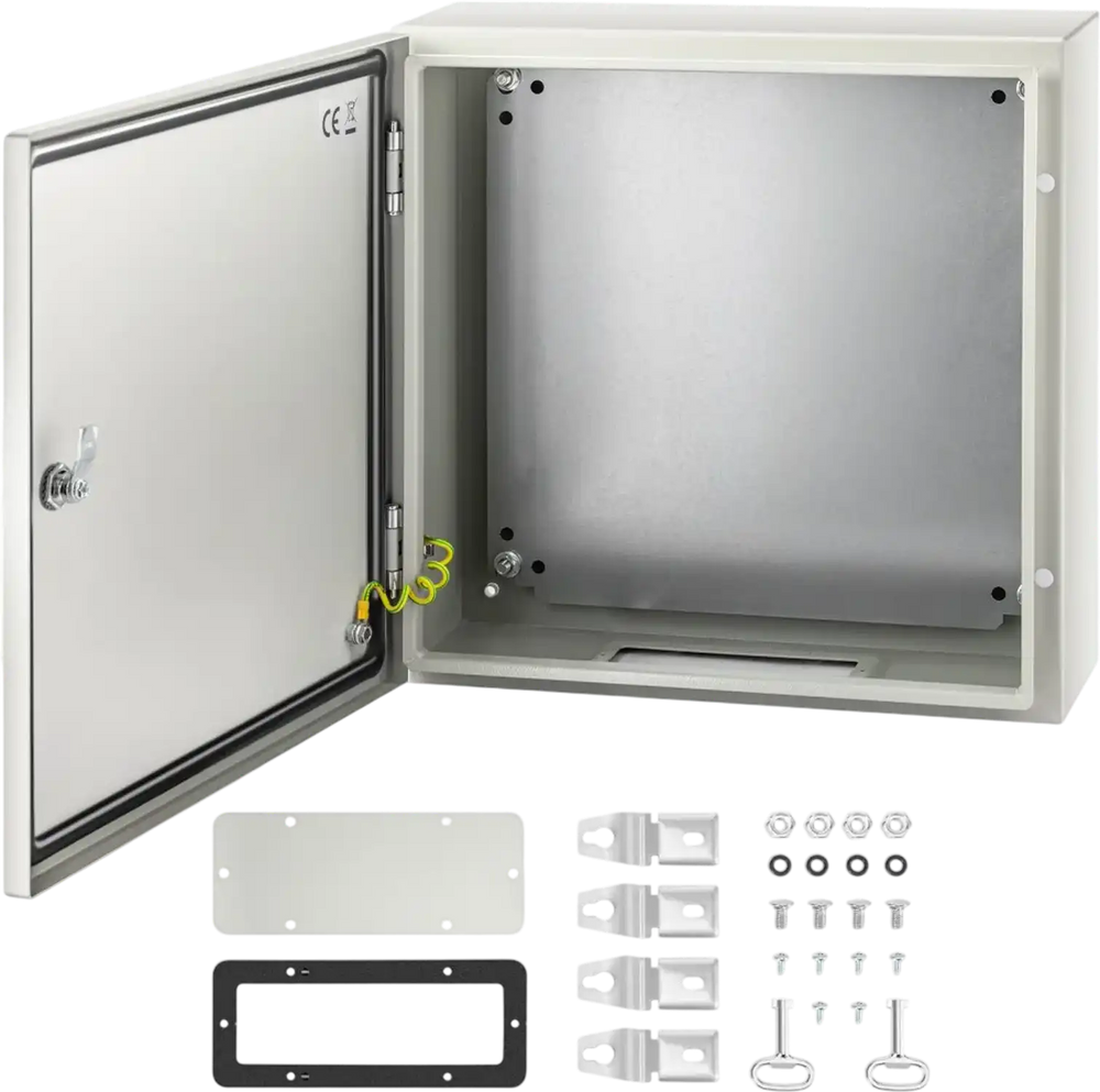 VEVOR NEMA Steel Enclosure, 20 x 20 x 6\'\' NEMA 4X Steel Electrical Box, IP66 Waterproof & Dustproof, Outdoor/Indoor Electrical Junction Box, with Mounting Plate
