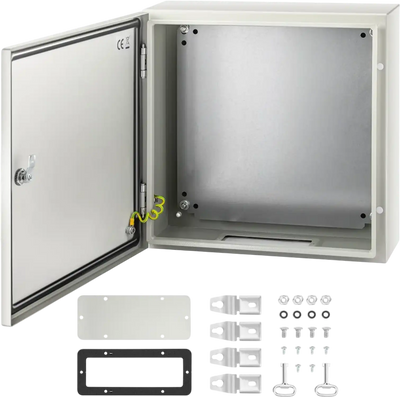 VEVOR NEMA Steel Enclosure, 20 x 20 x 6\'\' NEMA 4X Steel Electrical Box, IP66 Waterproof & Dustproof, Outdoor/Indoor Electrical Junction Box, with Mounting Plate