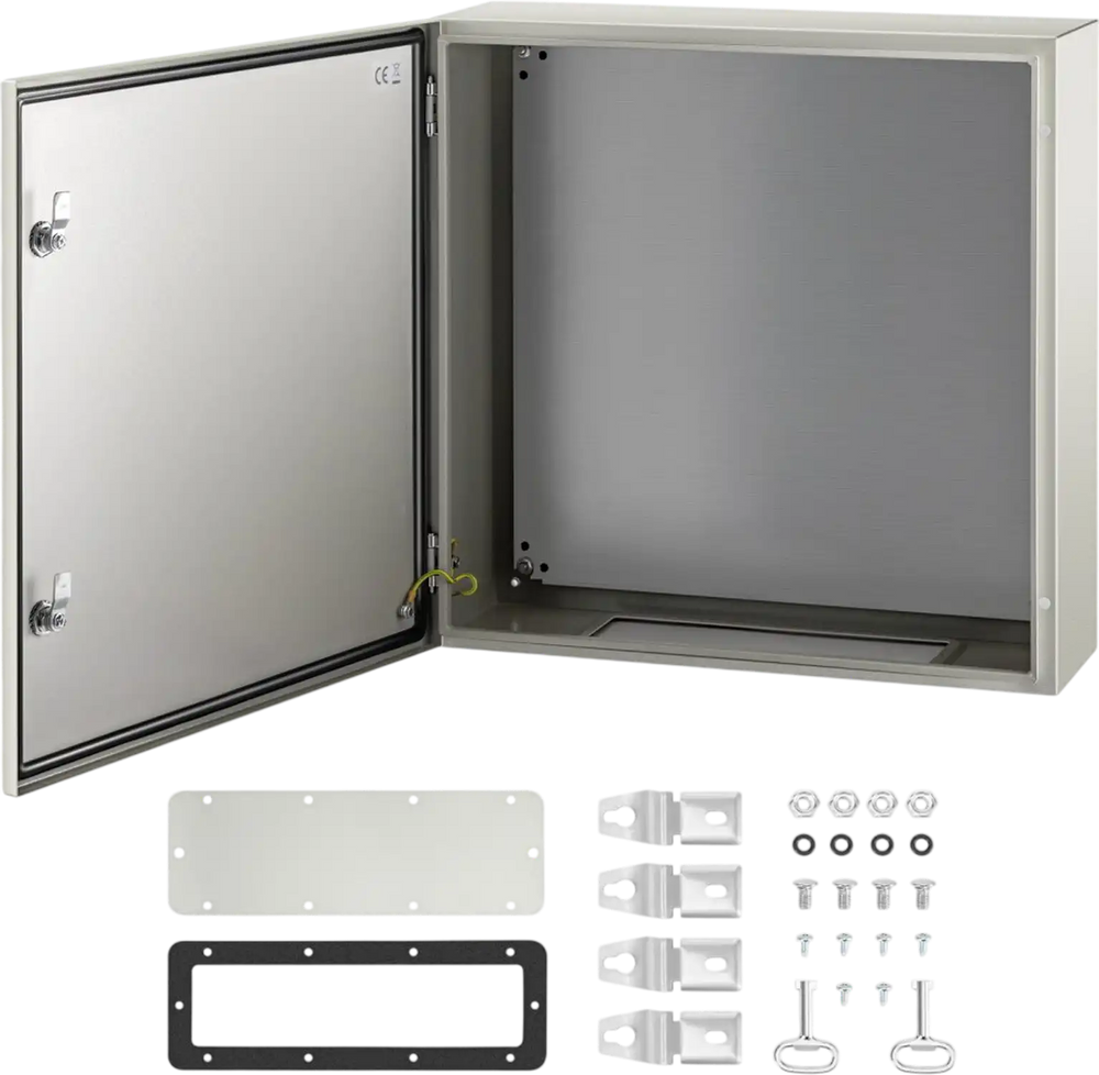 VEVOR NEMA Steel Case, 24x24x8'' NEMA 4X Metal Electric Enclosure, IP66 Water & Dust Resistant, Suitable for Both Outdoor & Indoor Use, Includes Mounting Plate