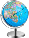 VEVOR Rotating World Globe with Stand, 13 in/330.2 mm, Educational Geographic Globe with Precise Time Zone ABS Material, 720° Spinning Globe for Kids Children Learning Classroom Geography Education