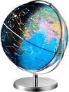 VEVOR Illuminated World Globe with Stand, 9 in/228.6 mm, Educational Earth Globe with Stable Heavy Metal Base and LED Constellation Night Light HD Printed Map, Spinning for Kids Classroom Learning