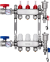 VEVOR 3-Branch Radiant Heat Manifold, 1/2" PEX Tubing Manifold, Stainless Steel PEX Manifold for Hydronic Radiant Floor Heating, Radiant Heat PEX Manifold Kit with 1/2" Adapters Included