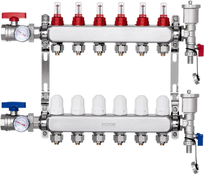 Vevor Radiant Heat Manifold 6-Branch 1/2