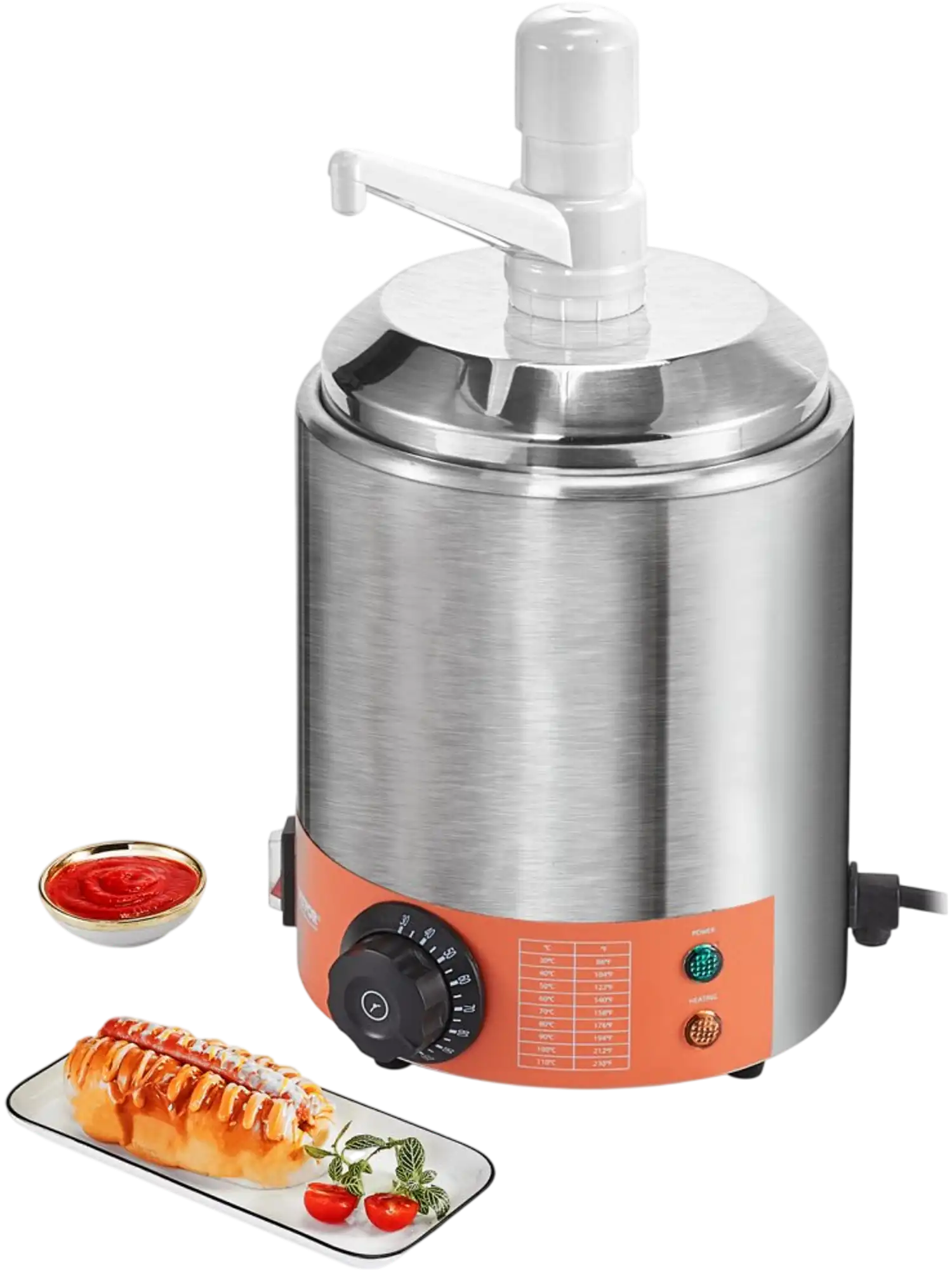Vevor Cheese Dispenser Electric 2.3 Qt Commercial Hot Fudge Warmer with Plastic Pump New