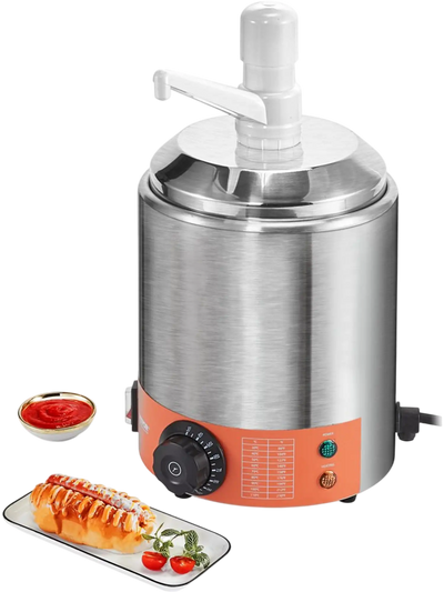Vevor Cheese Dispenser Electric 2.3 Qt Commercial Hot Fudge Warmer with Plastic Pump New