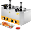 VEVOR Electric Cheese Dispenser with Pumps, 2.4x2 L Commercial Hot Fudge Warmer, Stainless Steel Heated Double Pumps Dispenser, 86-230℉ Temp Adjustable Nacho Cheese Warmer for Fudge Cheese Caramel