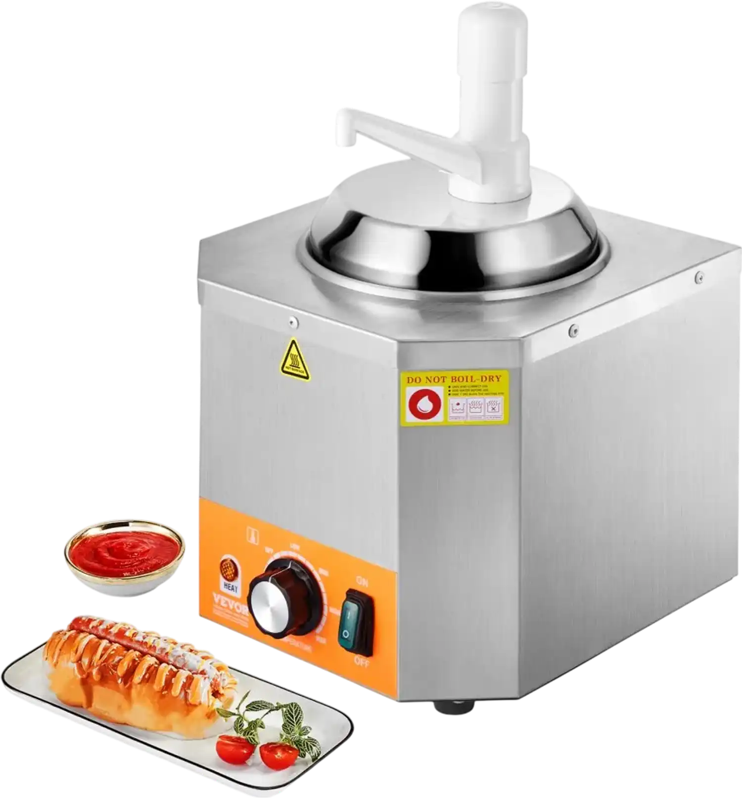Vevor Cheese Dispenser 2.4L Commercial Hot Fudge Warmer with Pump New