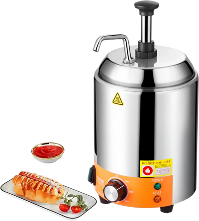 Vevor Cheese Dispenser 2.4L Commercial Hot Fudge Warmer with Stainless Steel Pump New
