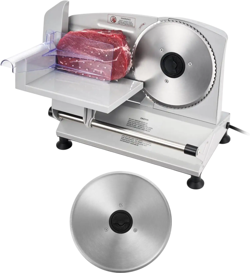 VEVOR Meat Slicer, 6.7 inch 150W Electric Deli Slicer Machine with two SUS420 Blades,  0-0.6 inch Adjustable Thickness, ETL Certified Home Food-Slicer for Meat, Ham, Baguett, Steak