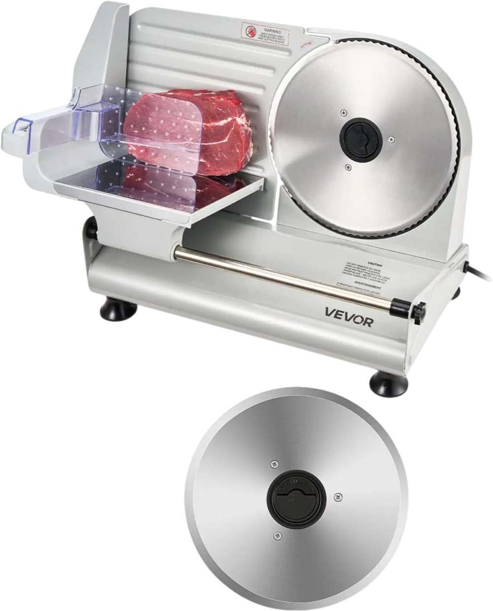 VEVOR Meat Slicer, 8.6 inch 200W Electric Deli Slicer Machine with two SUS420 Blade, 0-0.6 inch Adjustable Thickness, ETL Certified Home Food-Slicer for Meat, Ham, Baguett, Steak