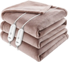 VEVOR Heated Blanket Electric Throw, 100" x 90" King Size, Soft Flannel Heating Blanket with 10 Hours Timer Auto-off & 5 Heating Levels, Dual Control, Machine Washable, ETL & FCC Certification (Beige)