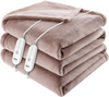 VEVOR Heated Blanket Electric Throw, 84" x 90" Queen Size, Soft Flannel Heating Blanket with 10 Hours Timer Auto-off & 5 Heating Levels, Dual Control, Machine Washable, ETL & FCC Certification (Beige)