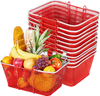 VEVOR Shopping Baskets, 12 PCS, 22L Stackable Metal Grocery Baskets with Handles, Dense Mesh Structure, Holds up to 44 lbs, Portable for Grocery, Retail, Stores, Supermarket, Bookstore, Home Use, Red