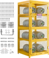 VEVOR Horizontal Cylinder Storage Cabinet, 30"L x 30"W x 70.3"H, 8 Cylinder Capacity, 4-Tier Propane Storage Cage, with Lock and Keys, Yellow Powder-Coated Carbon Steel, for Propane, Oxygen, Nitrogen