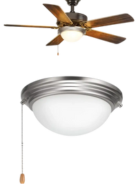 VEVOR Ceiling Fan Light Kit, 750lm 3000K Fan Light Kit with Pull Chain, 2 LED Bulbs, Modern Replacement Fixture for Living Room, Dining Room, Bedroom, Frosted Milk Glass Shade Brushed Nickel Finish