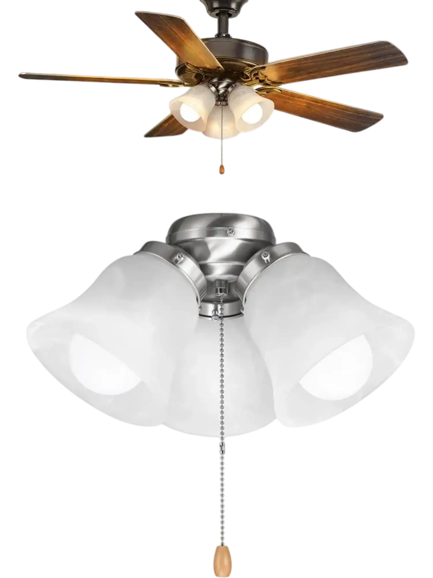 Vevor Ceiling Fan Light Kit 3-Light Pull Chain Replacement Fixture Brushed Nickel New