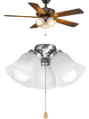 VEVOR Ceiling Fan Light Kit, Three-Light 3000K 750lm Fan Light Kit with Pull Chain, Replacement Fixture for Living Room, Bedroom, Dining Room, Home Decor, Cloud White Glass & Brushed Nickel Finish
