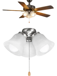 VEVOR Ceiling Fan Light Kit, Three-Light 3000K 750lm Fan Light Kit with Pull Chain, Replacement Fixture for Living Room, Bedroom, Dining Room, Home Decor, Cloud White Glass & Brushed Nickel Finish