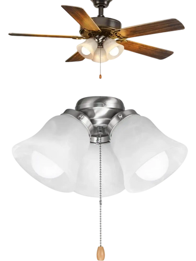 Vevor Ceiling Fan Light Kit 3-Light Pull Chain Replacement Fixture Brushed Nickel New