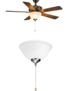 VEVOR Ceiling Fan Light Kit, 750lm 3000K Bowl Shaped Fan Light Kit with Pull Chain, 2 LED Bulbs, Replacement Fixture for Living Room, Dining Room, Bedroom, Indoor, White Glass Shade Brushed Nickel