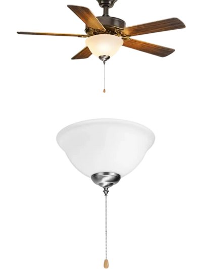 Vevor Ceiling Fan Light Kit Bowl-Shaped Pull Chain 750 lm 3000K White Glass Shade Brushed Nickel New