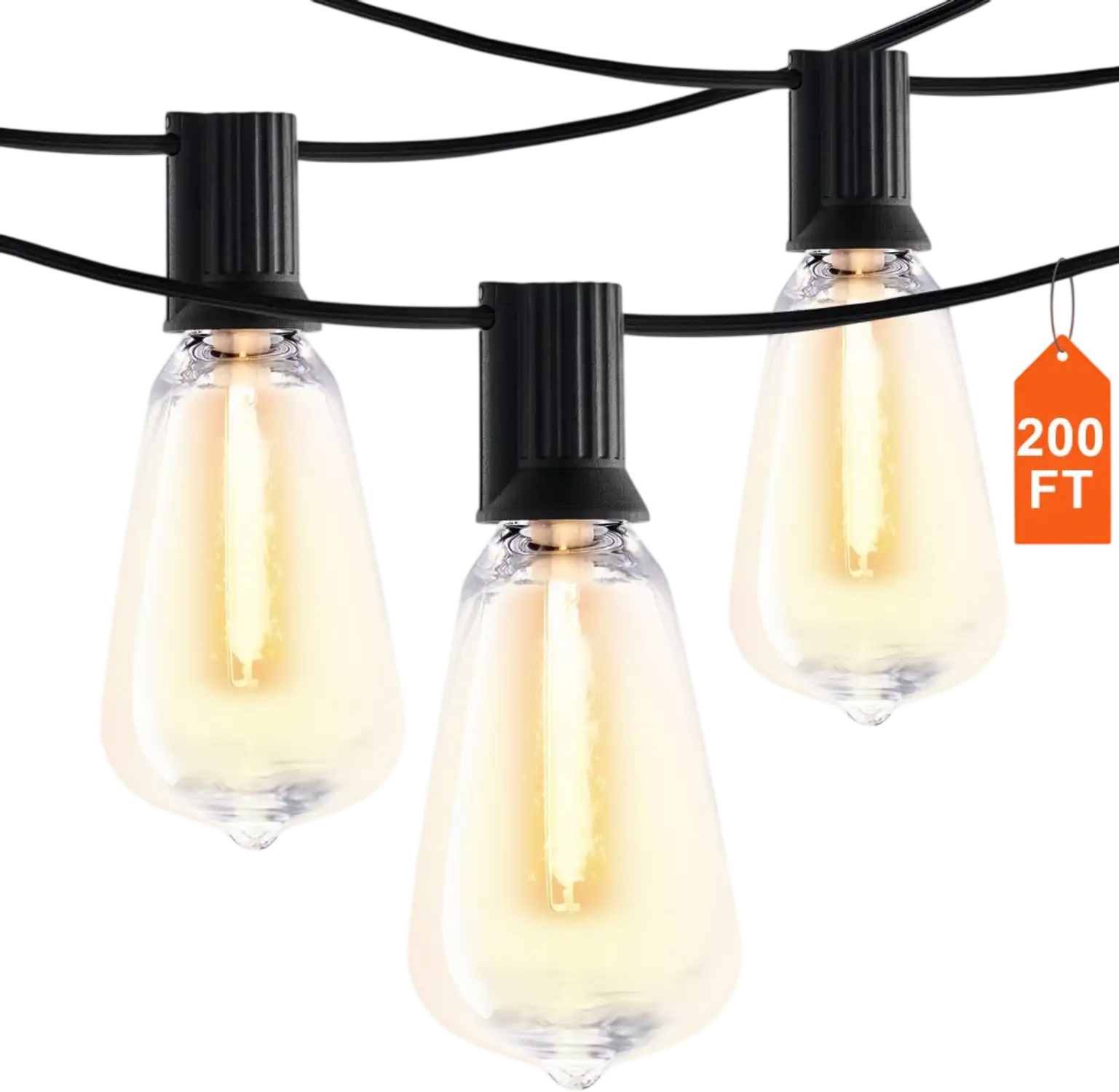 Vevor Outdoor String Lights 200' LED Patio ST38 Waterproof Shatterproof Bulb Set New