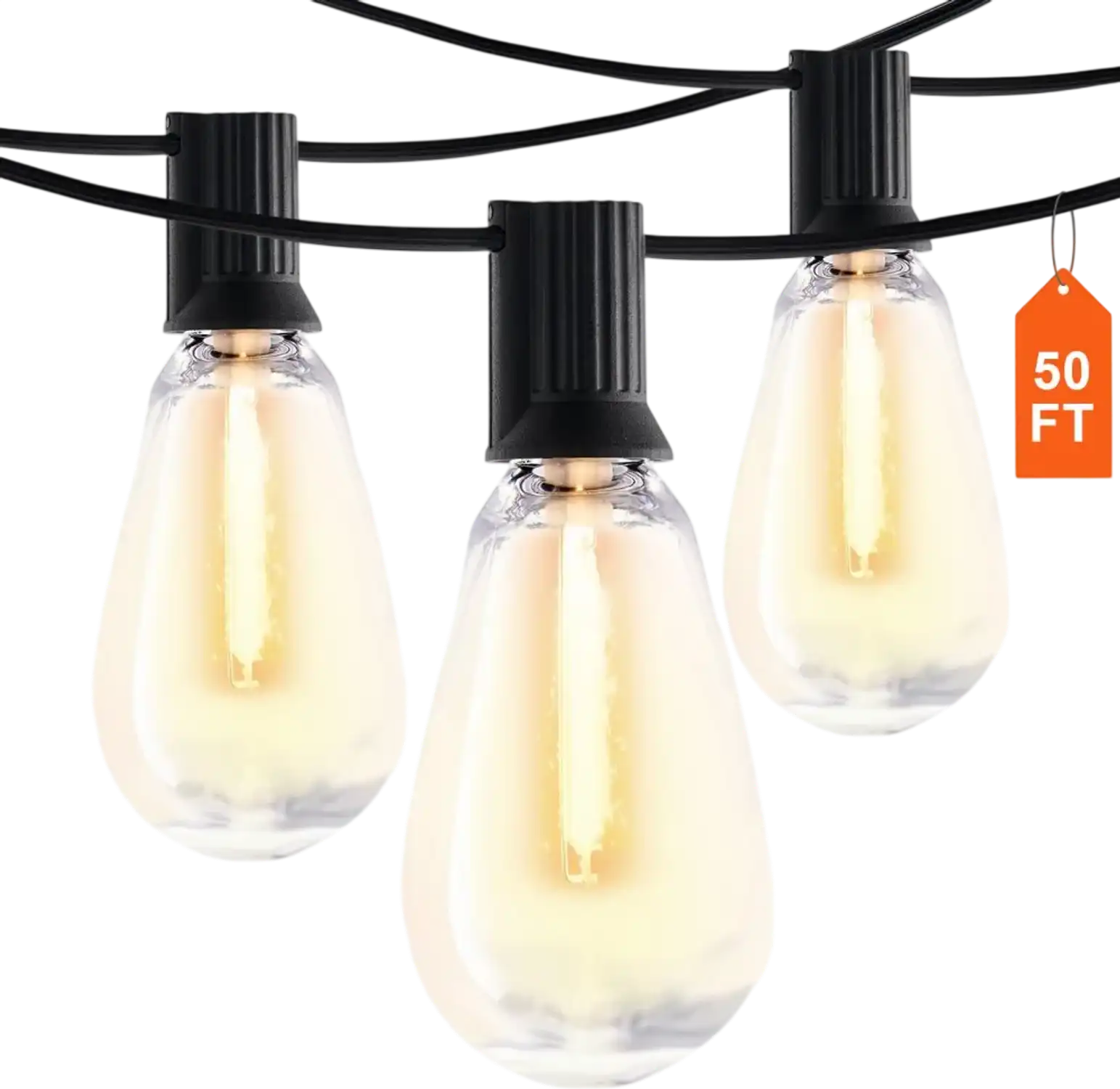 Vevor Outdoor String Lights 50' 15-Bulb 2700K Waterproof Patio Lighting New