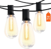 VEVOR LED Outdoor String Lights, 50FT, 2700K Dimmable Outside Patio Lights with 15 S14 Shatterproof Bulbs E12 Socket Base, Waterproof Hanging Lights for Porch Backyard Garden Balcony Deck Party Decor
