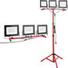 VEVOR LED Work Light with Stand, 15000 Lumens, Three-Head Portable Camping Light with Individual Switch, Tripod Stand, 10.83 ft Power Cord, for Indoor Outdoor Job Site Construction, IP65 Waterproof