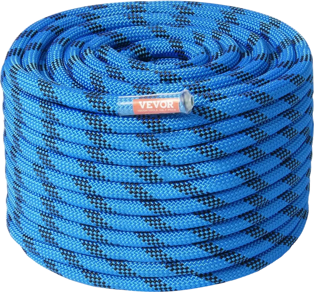 VEVOR 12.7mm Static Climbing Rope, 60.9M(200ft) Outdoor Rock Climbing Rope 30KN Breaking Tension, Fiber Rope for Escape, Rappelling, Fire Rescue, Blue