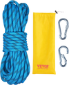 VEVOR 10.5 mm Static Climbing Rope, 9.7M(32ft) Outdoor Rock Climbing Rope 25KN Breaking Tension, Fiber Rope with Steel Snap Hooks for Escape, Rappelling, Fire Rescue, Blue