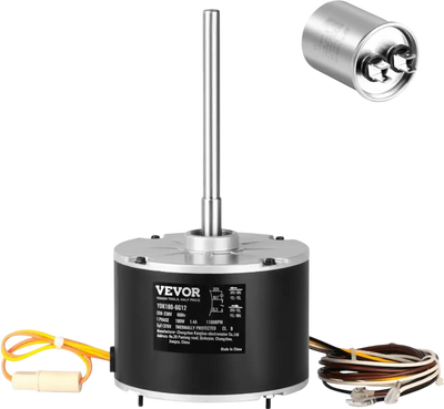 VEVOR Condenser Fan Motor 5KCP39EGS070S, 5KCP39EGY823S, 1/4 HP 208-230V, 1100RPM, OEM Standard Upgraded Replacement Condenser Motor Reversible Rotating, Explosion-proof CBB65 5μF/370V Capacitor