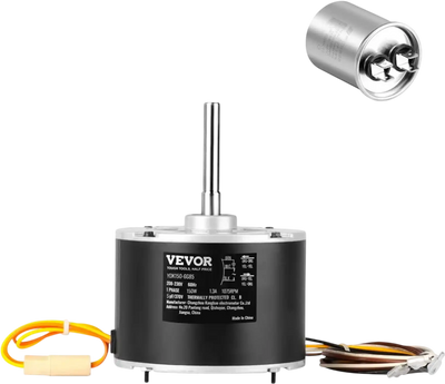 VEVOR Condenser Fan Motor K55HXJKL-2918, 51-23055-11, 1/5 HP 208-230V, 1075RPM, OEM Standard Upgraded Replacement Condenser Motor Reversible Rotating, Explosion-proof CBB65 5μF/370V Capacitor