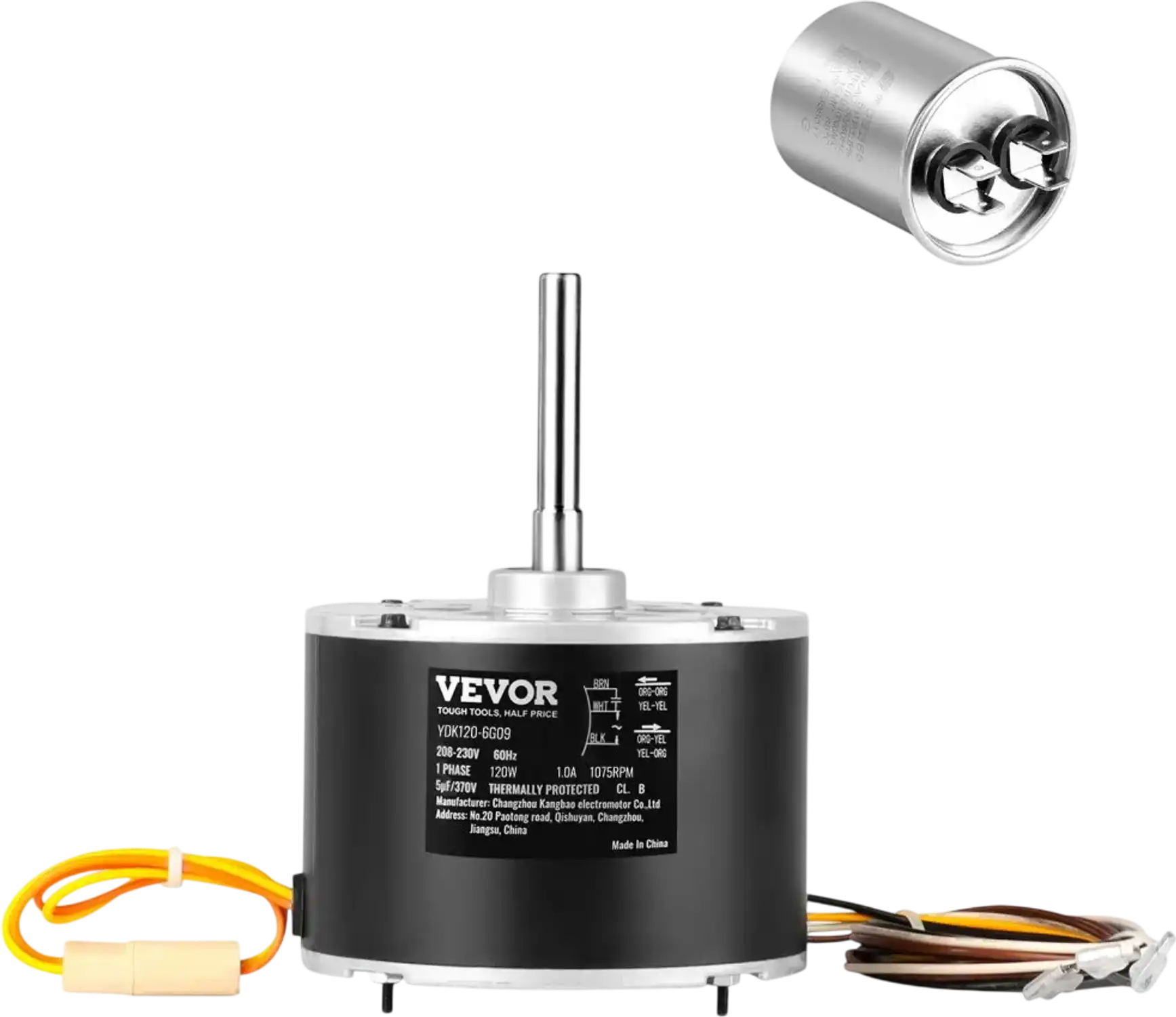 Vevor Condenser Fan Motor 1/6 HP 208-230V 1075 RPM Replacement New