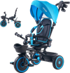 VEVOR Toddler Tricycle & Stroller for 1-5 Year Old, 6-in-1 Kids Trike with Parent Push Handle, Canopy, Adjustable Seat and Storage, Tricycle for Toddlers, Birthday Toy for Boys and Girls, Blue/Black
