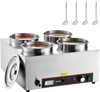 VEVOR Electric Soup Warmer, Four 6.34QT Stainless Steel Round Pot with 86~185°F Adjustable Temp, 1500W Commercial Bain Marie with Anti-dry Burn and Reset Button, Soup Station for Restaurant, Buffet