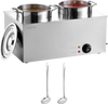 VEVOR Electric Soup Warmer, Two 6.34QT Stainless Steel Round Pot with 86~185°F Adjustable Temp, 1200W Commercial Bain Marie Compatible with Pans, Soup Station for Restaurant, Buffet