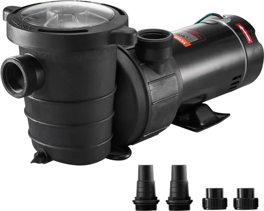 VEVOR Swimming Pool Pump 1.5HP 115V 1100W, Single Speed Pumps for Above Ground, Powerful Pool Pumps with Strainer Filter Basket, 5280 GPH Max. Flow, Certification of ETL for Security