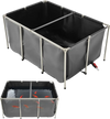 VEVOR Canvas Fish Pond, 270 Gal Above Ground Fish Pond, PVC Koi Tank with Clear Viewing Panel, Rectangular Goldfish Tank with Stainless Steel Frame & Drain Valve, for Breeding Koi, Irrigation(Black)