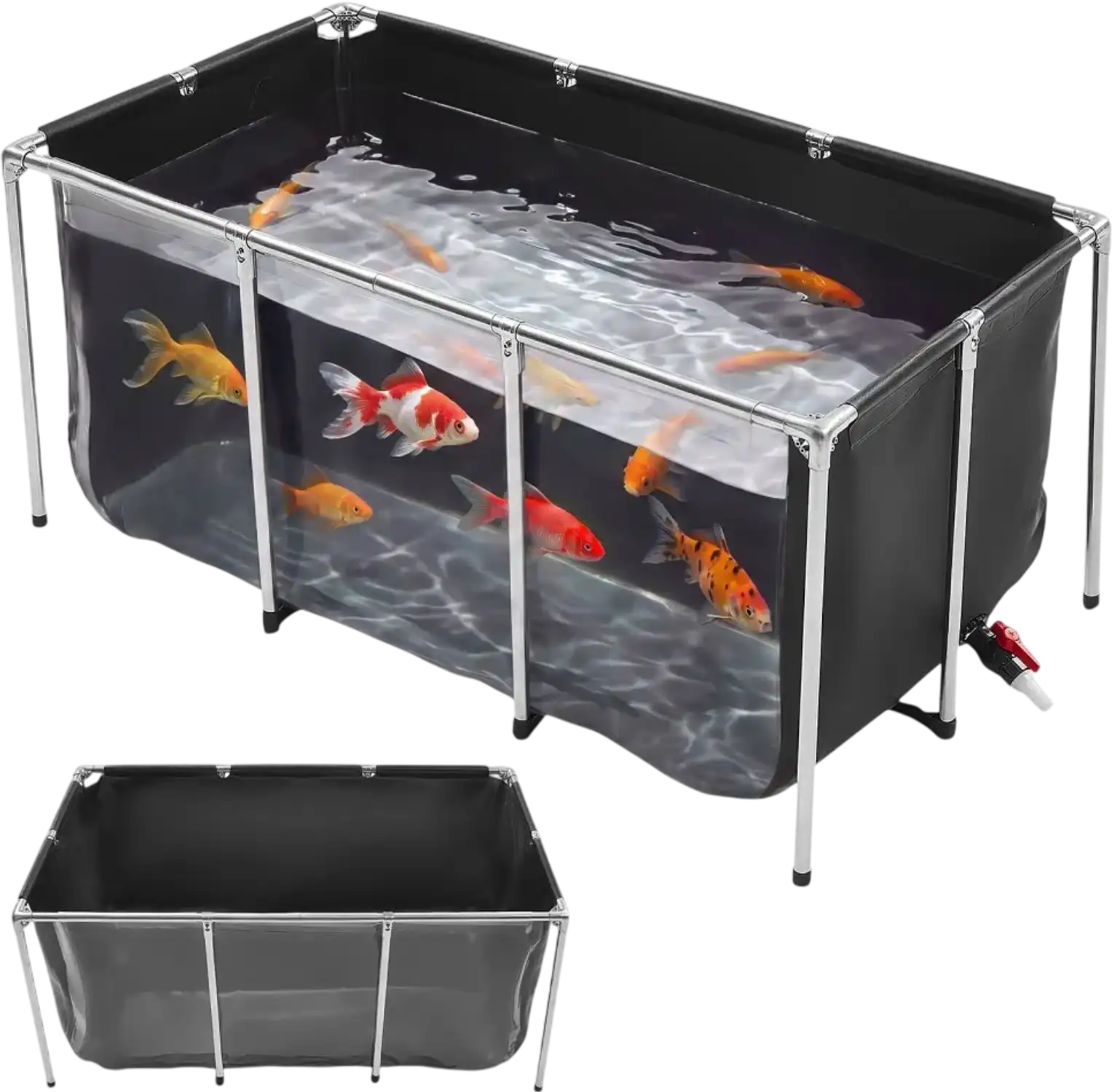 Vevor Fish Pond Canvas 200 Gal Above-Ground PVC Koi Tank with Clear Viewing Panel New