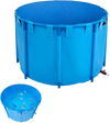 VEVOR Canvas Fish Pond, 448.8 Gal Capacity Above Ground Fish Pond, Foldable PVC Koi Tank, Round Goldfish Tank with Stable Frame and Drain Valve, for Aquaculture, Koi Breeding, and Irrigation (Blue)