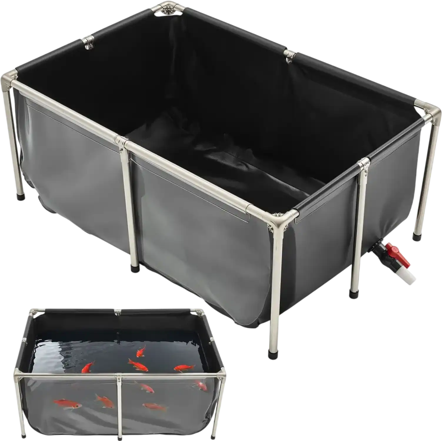 Vevor Above Ground Fish Pond 126.8 gal Canvas Koi Tank with Clear Viewing Panel New