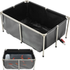VEVOR Canvas Fish Pond, 126.8 Gal Above Ground Fish Pond, PVC Koi Tank with Clear Viewing Panel, Rectangular Goldfish Tank with Stainless Steel Frame & Drain Valve, for Breeding Koi, Irrigation(Black)